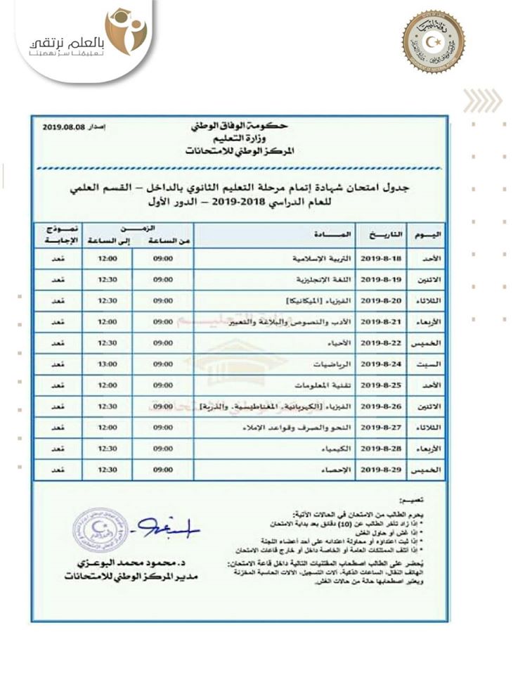 Read more about the article Sabratha University announces the schedule of secondary, scientific, literary and religious examinations